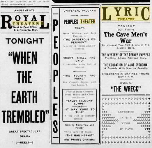 Lyric Theatre - 14 APR 1914 - THE CALUMET NEWS